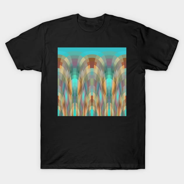 Gold and Teal Arcs T-Shirt by chambergambit